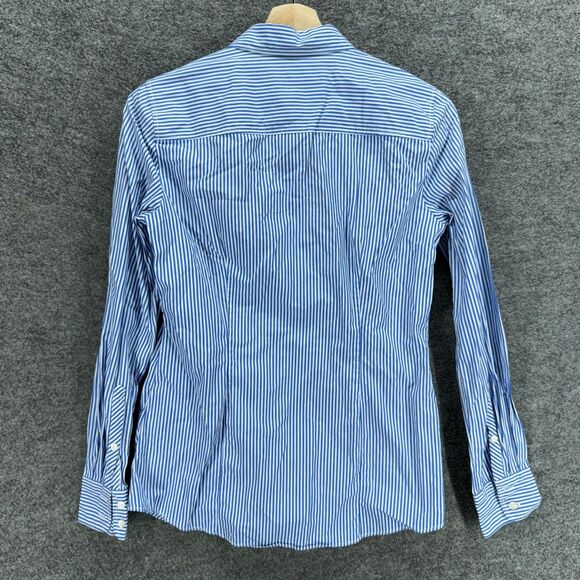 J. Crew Shirt Women S Small Blue Striped Button Up Collared Long Sleeve Cotton - Picture 2 of 7